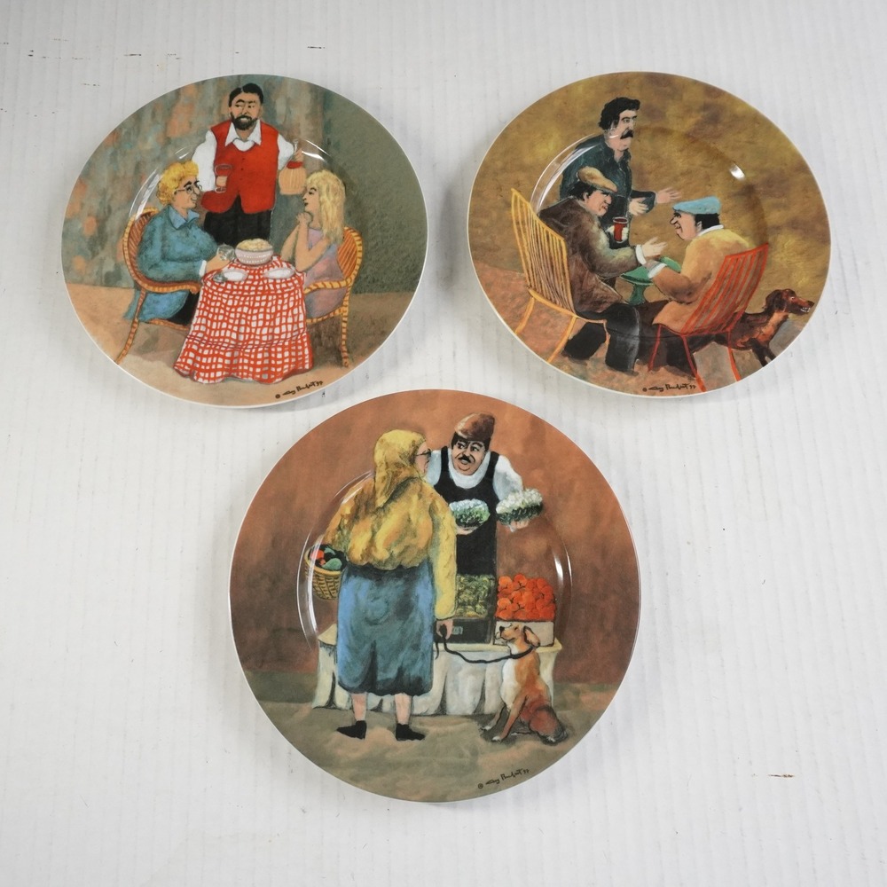 Guy Buffet Williams Sonoma Tuscan‎ Storefronts Plates Set of 3 Germany 8"